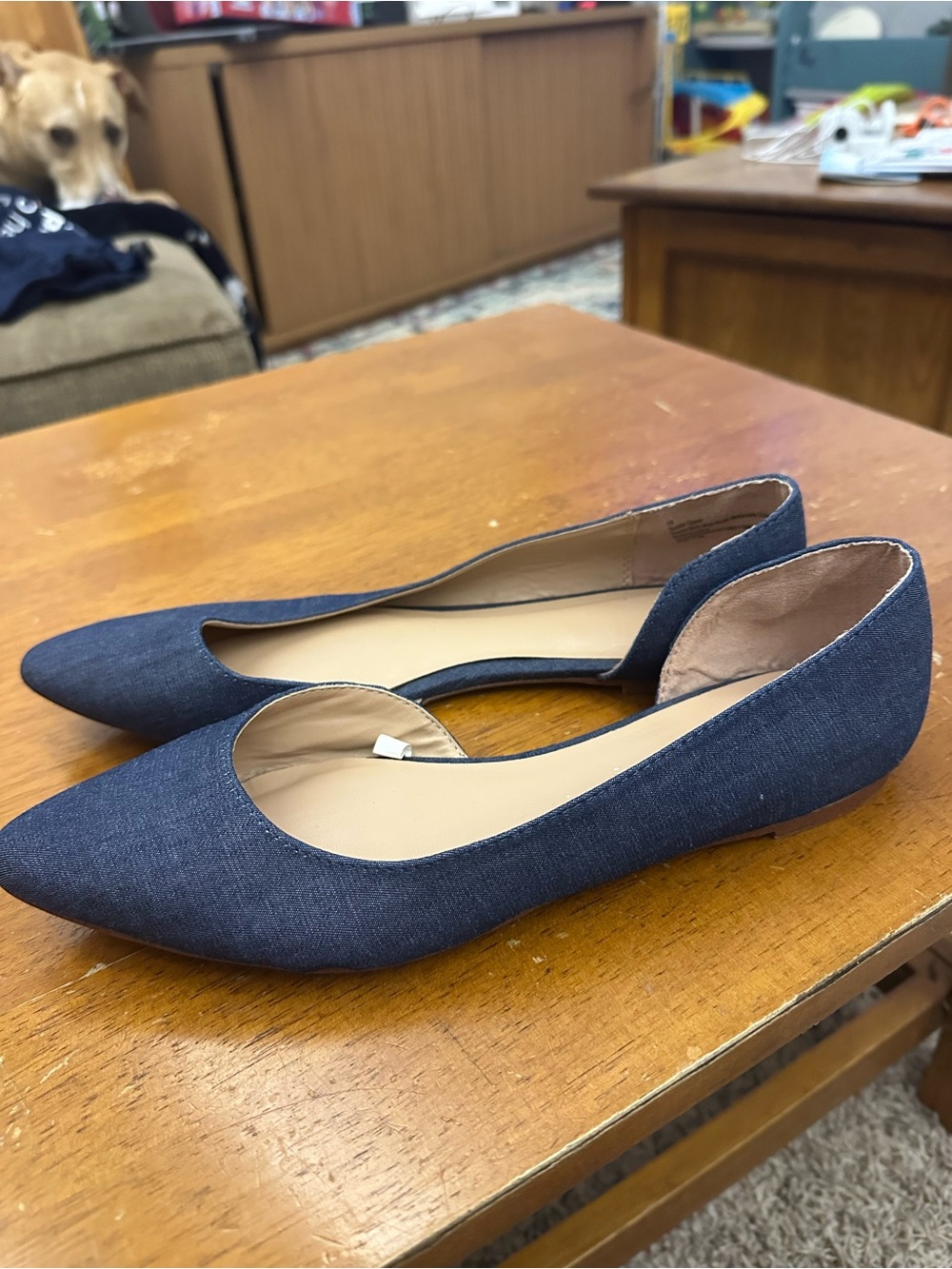 a new day Navy Pointed D'Orsay Flats